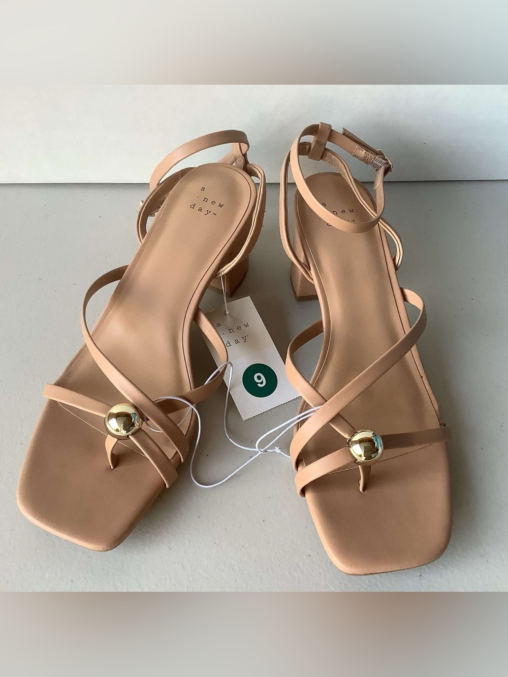A New Day Women's Phoebe Strappy Ball Ornament Square Block Heels